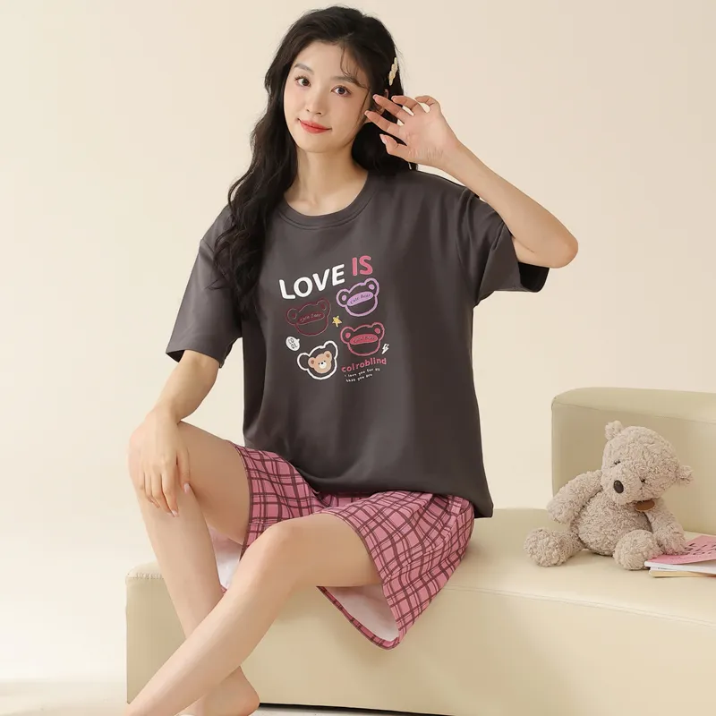 Cotton Gene Pajama Set Women's Black-5
