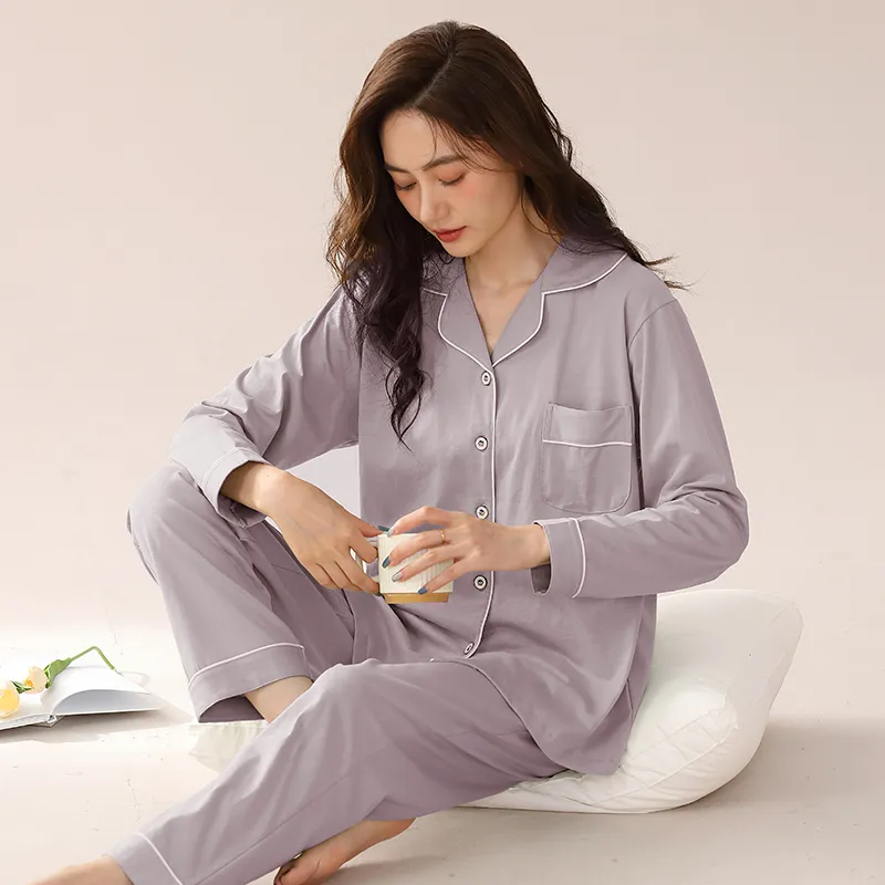 Cotton Gene Pajama Set Women's Light Purple-1