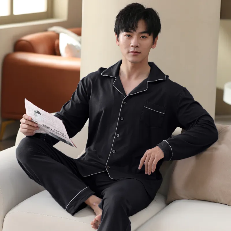Cotton Gene Pajama Set Men's Black-2