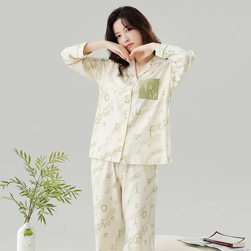 Cotton Gene Pajama Set Women's Ecru-4