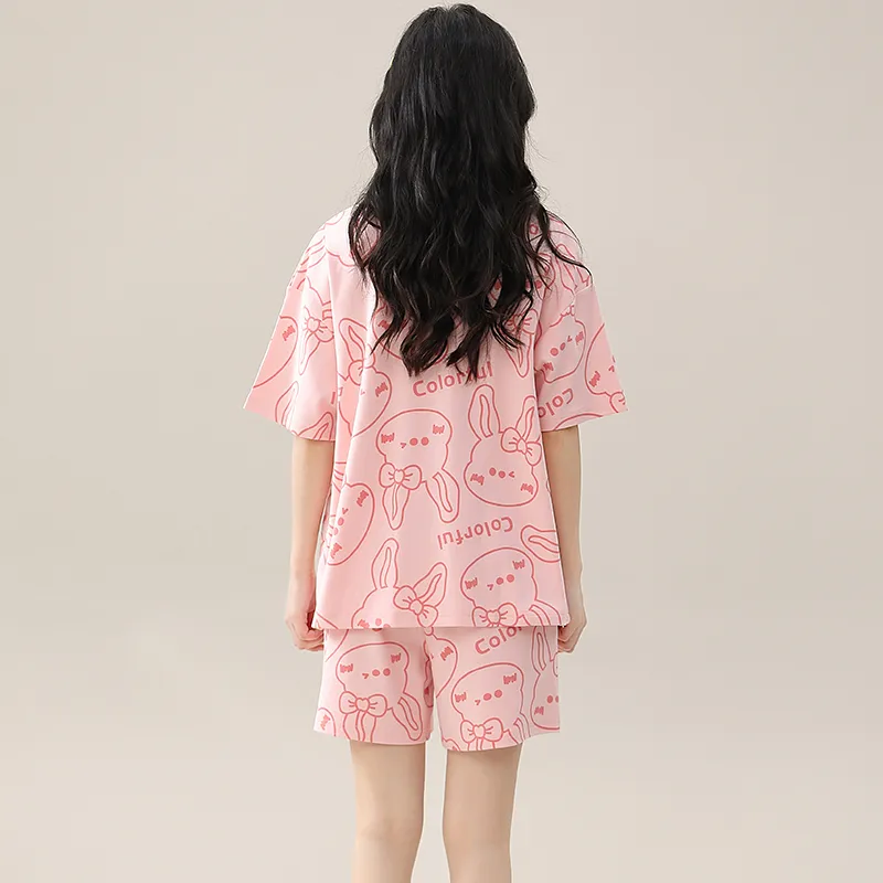 Cotton Gene Pajama Set Women's Pink-5
