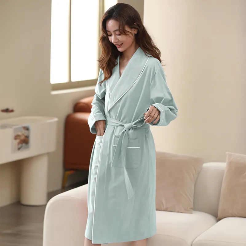 Cotton Gene Pajama Robe Women's Light Green-2