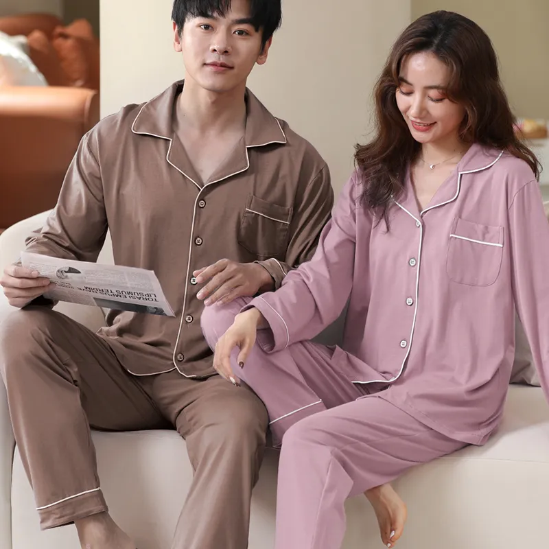 Cotton Gene Pajama Set Men's Coffee-4