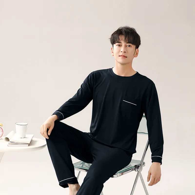 Cotton Gene Pajama Set Men's Black-2
