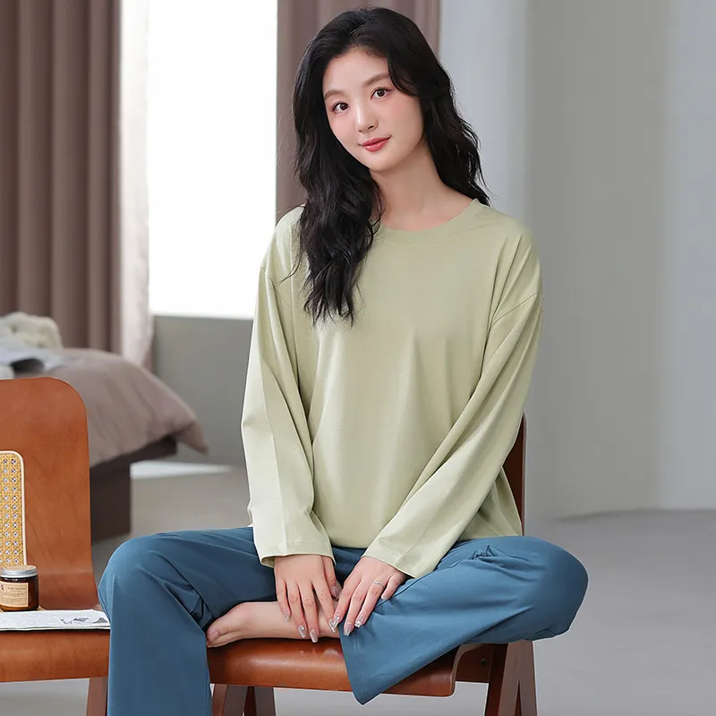 Cotton Gene Pajama Set Women's Matcha-1