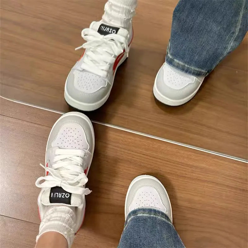 CHERRY&KALIKA Slip Resistant, Abrasion Resistant, Lightweight, Breathable Low Top Skateboard Shoes Women's White Red-5