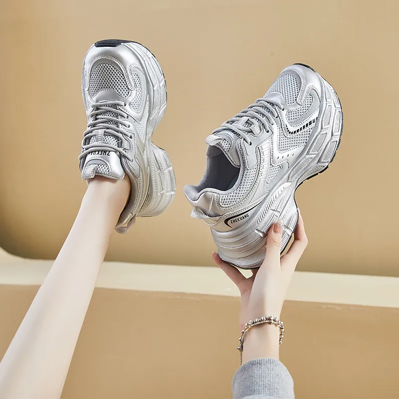 CHERRY&KALIKA Cushioning Impact-Resistant Wear-Resistant Breathable Slip-Resistant Low-Top Chunky Sneakers Women's-1