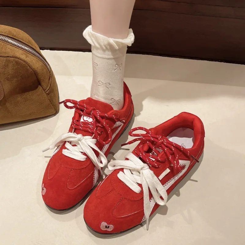 CHERRY&KALIKA Slip Resistant, Abrasion Resistant, Breathable, Lightweight Low Top Casual Shoes Women's Red Apple-2