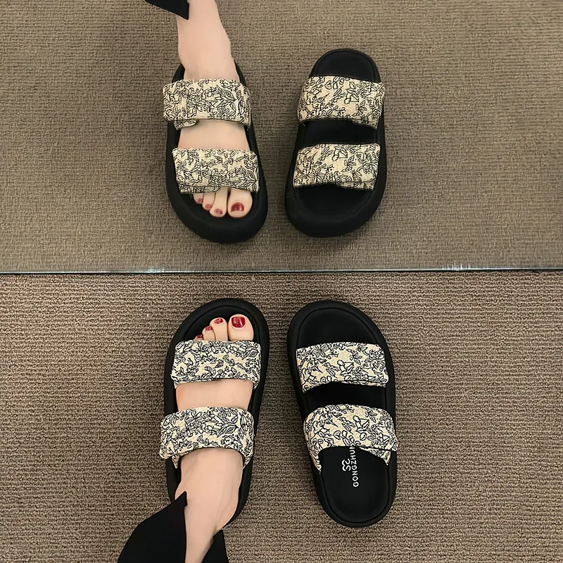 CHERRY&KALIKA Rubber Sole Slip Resistant Abrasion Resistant Slide Slippers Women's-1