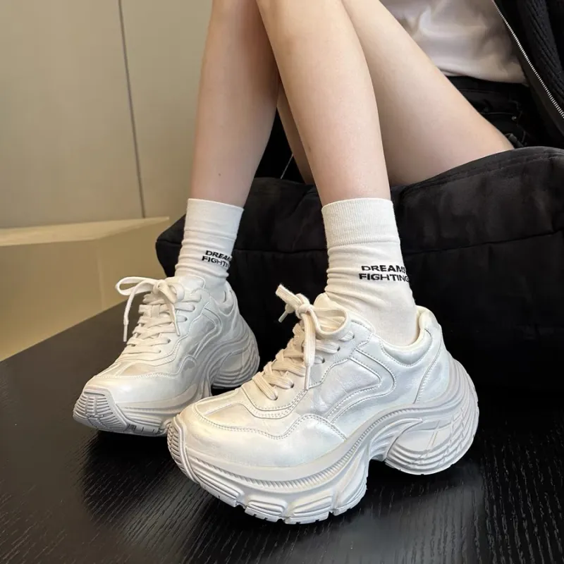 CHERRY&KALIKA Low Top Chunky Sneakers Women's Champagne Silver-4