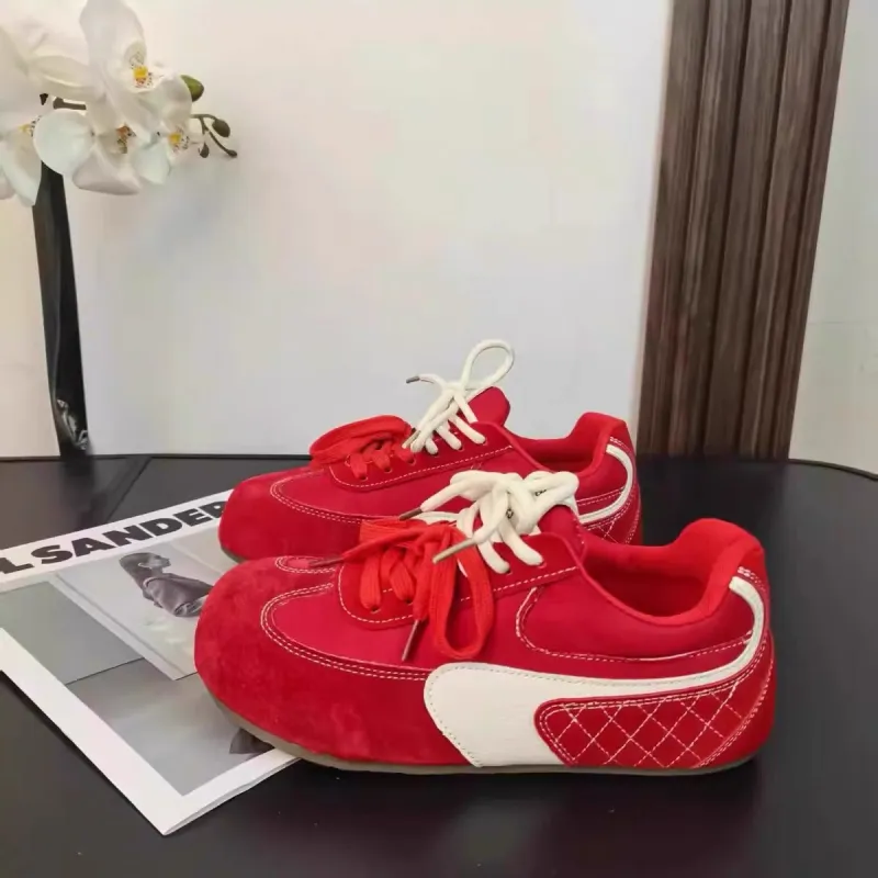 CHERRY&KALIKA Slip Resistant, Abrasion Resistant, Breathable, Lightweight Low Top Casual Shoes Women's Red-1