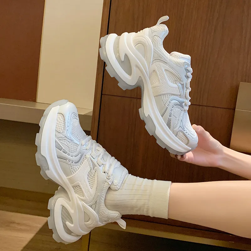 CHERRY&KALIKA Shock Absorbing, Non Slip, Wear Resistant, Breathable And Lightweight Low Top Chunky Sneakers Women's-3