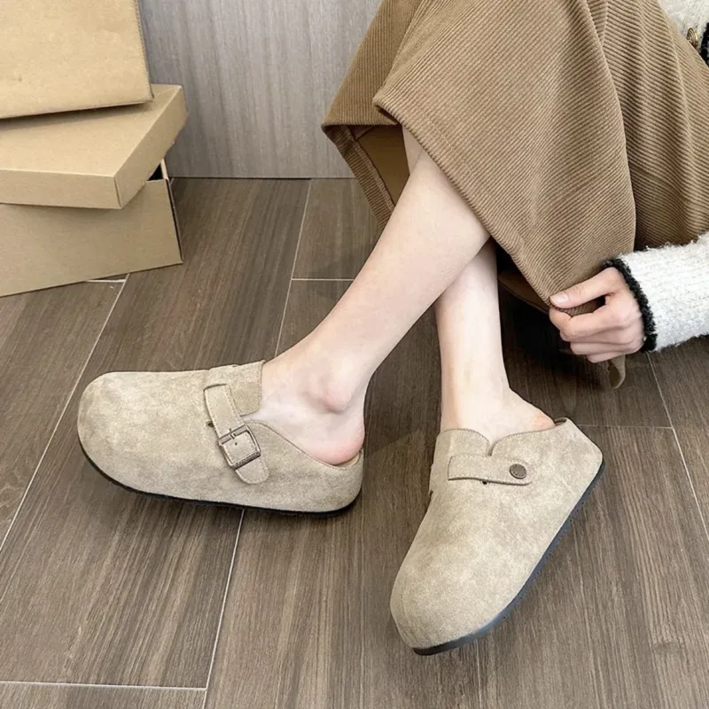 CHERRY&KALIKA Abrasion Resistant Slip Resistant Closed Toe Slippers Women's Khaki-2