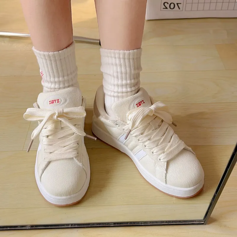 CHERRY&KALIKA Wear resistant, Lightweight, Breathable, And Non slip. Low Top Skateboard Shoes Unisex Beige-1