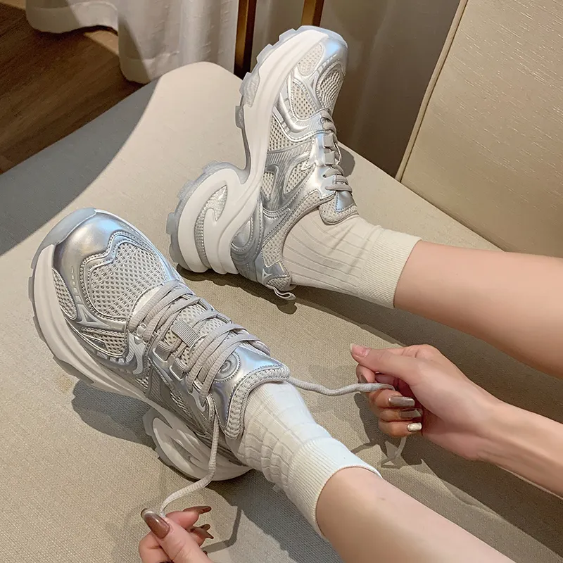 CHERRY&KALIKA Shock Absorbing, Non Slip, Wear Resistant, Breathable And Lightweight Low Top Chunky Sneakers Women's-8