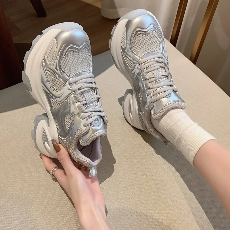 CHERRY&KALIKA Shock Absorbing, Non Slip, Wear Resistant, Breathable And Lightweight Low Top Chunky Sneakers Women's-10