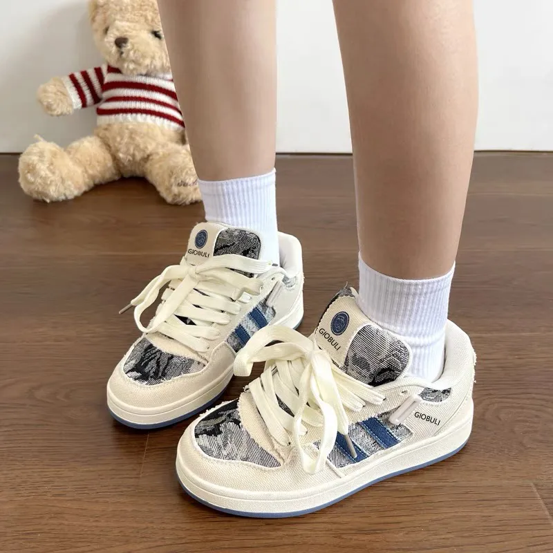CHERRY&KALIKA Skateboard Shoes Women's Low Top Beige-1