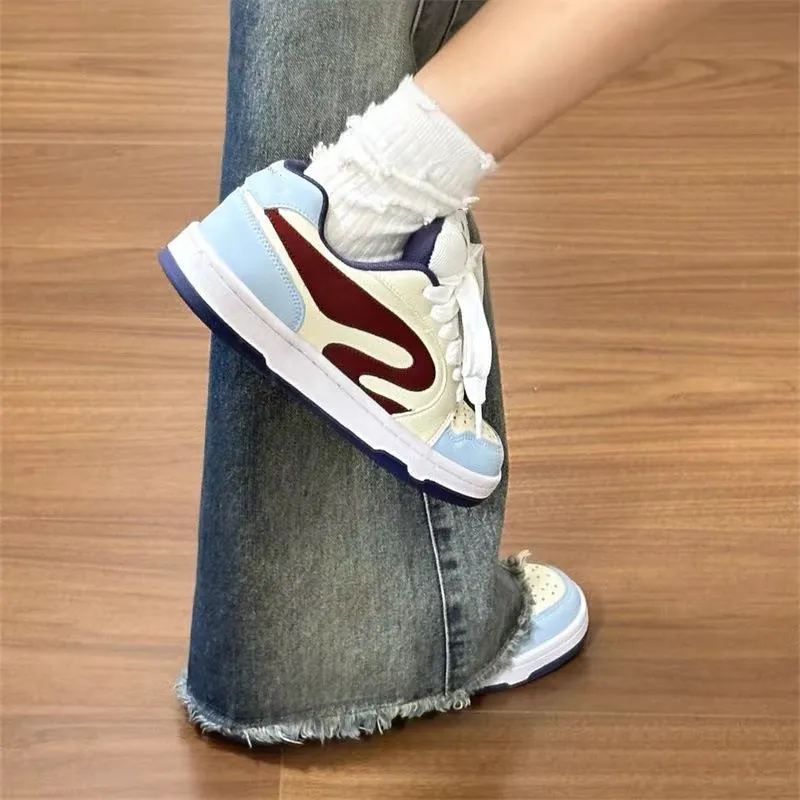 CHERRY&KALIKA Slip Resistant Cushioning Abrasion Resistant Breathable Low Top Skateboard Shoes Women's Lake Blue-6