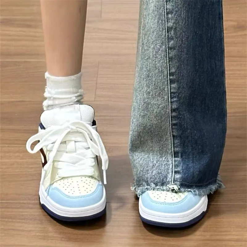 CHERRY&KALIKA Slip Resistant Cushioning Abrasion Resistant Breathable Low Top Skateboard Shoes Women's Lake Blue-5
