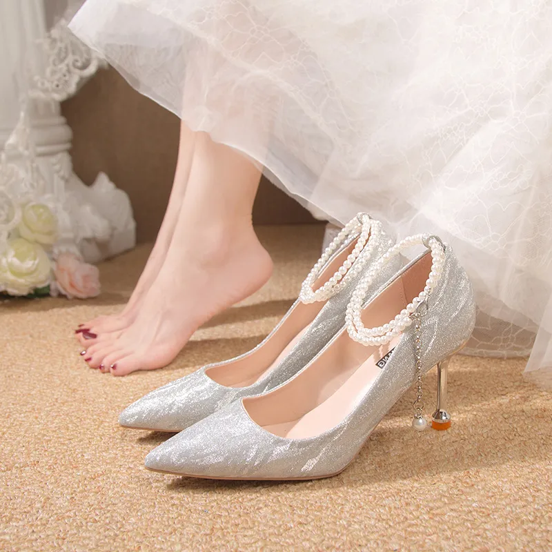 CHERRY&KALIKA Slim Heel High Heels Women's Silver-1