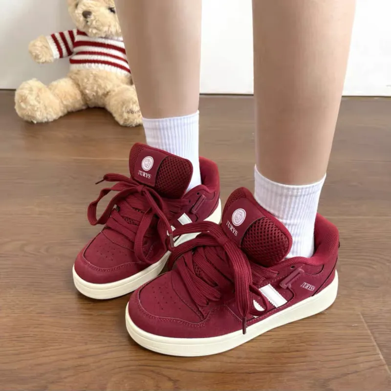 CHERRY&KALIKA Skateboard Shoes Unisex Low Top Burgundy-3