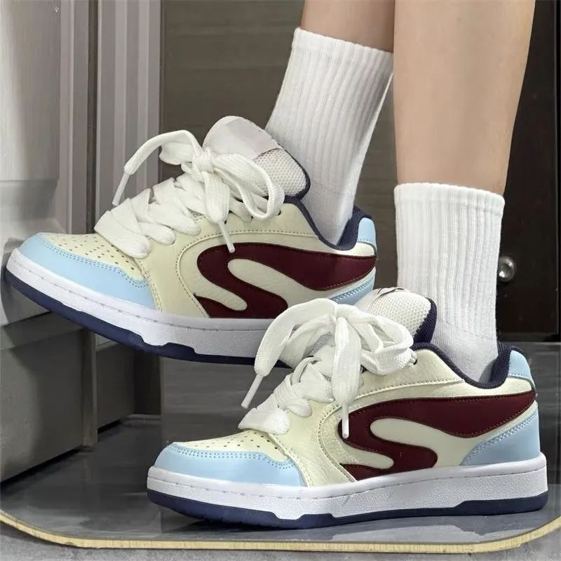 CHERRY&KALIKA Slip Resistant Cushioning Abrasion Resistant Breathable Low Top Skateboard Shoes Women's Lake Blue-2