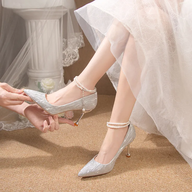 CHERRY&KALIKA Slim Heel High Heels Women's Silver-5