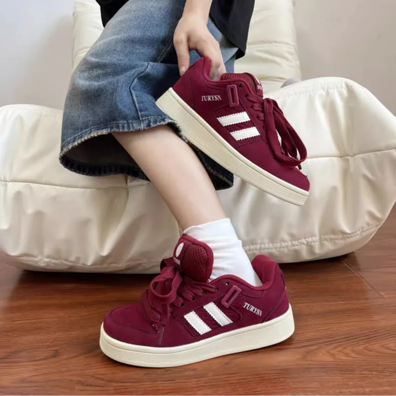 CHERRY&KALIKA Skateboard Shoes Unisex Low Top Burgundy-10
