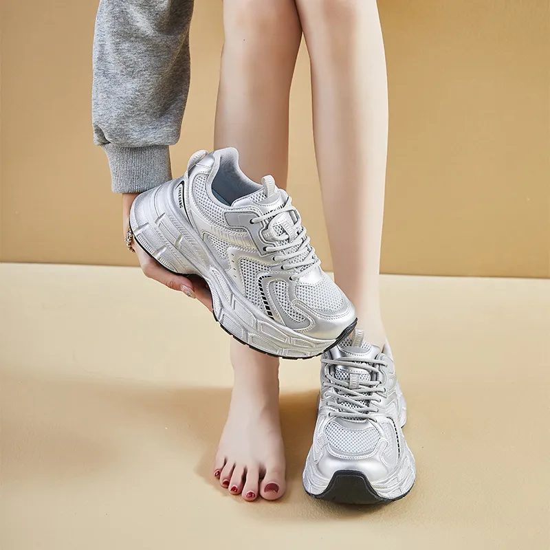 CHERRY&KALIKA Cushioning Impact-Resistant Wear-Resistant Breathable Slip-Resistant Low-Top Chunky Sneakers Women's-3