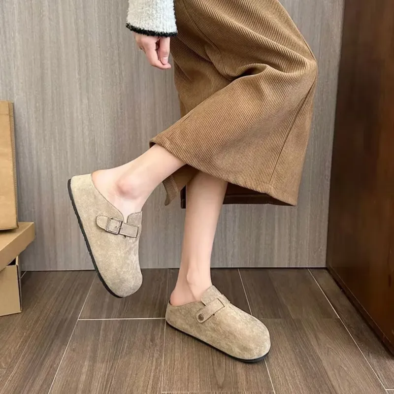 CHERRY&KALIKA Abrasion Resistant Slip Resistant Closed Toe Slippers Women's Khaki-1