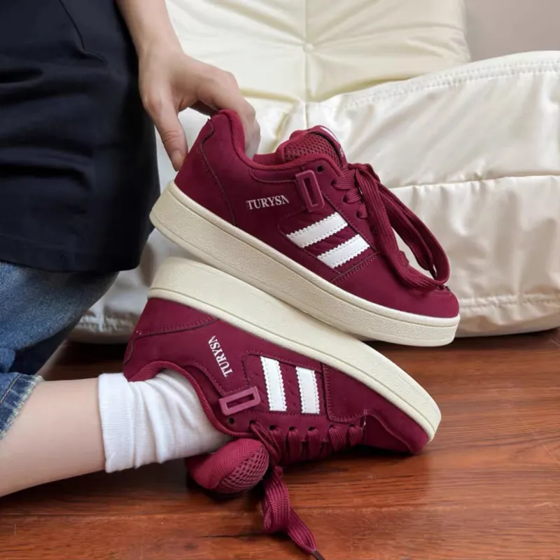 CHERRY&KALIKA Skateboard Shoes Unisex Low Top Burgundy-9