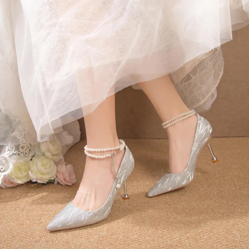 CHERRY&KALIKA Slim Heel High Heels Women's Silver-2