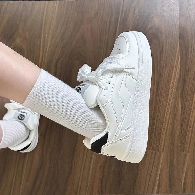CHERRY&KALIKA Low Top Skateboard Shoes Women's White Black-2