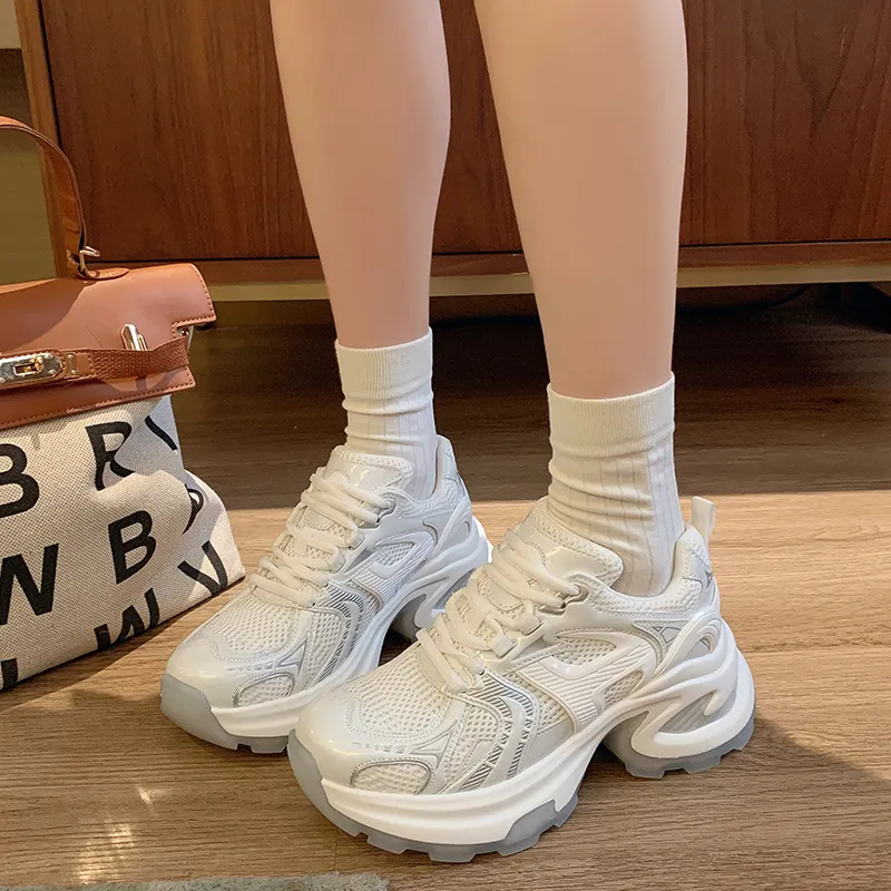 CHERRY&KALIKA Shock Absorbing, Non Slip, Wear Resistant, Breathable And Lightweight Low Top Chunky Sneakers Women's-1