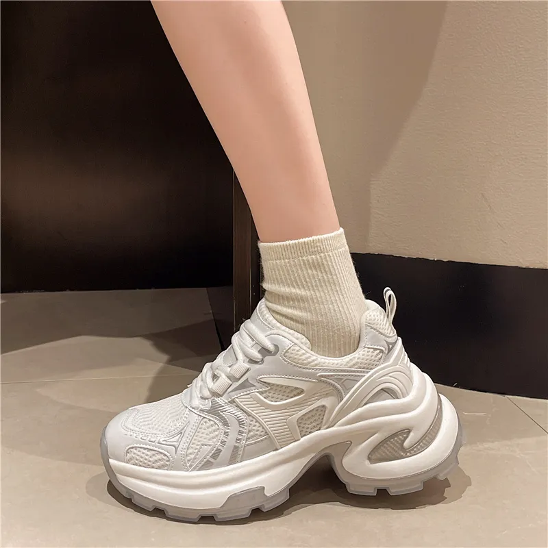 CHERRY&KALIKA Cushioning, Slip Resistant, Abrasion Resistant, Breathable Low Top Chunky Sneakers Women's-7