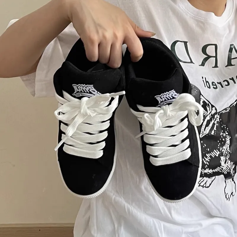 CHERRY&KALIKA Coverage Abrasion Resistant Lightweight Breathable Slip Resistant Low Top Skateboard Shoes Unisex Black-5
