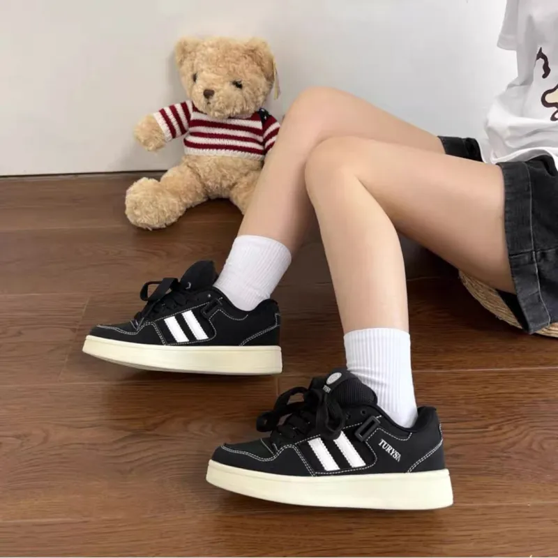 CHERRY&KALIKA Slip Resistant, Abrasion Resistant, Lightweight, Height Increasing Low Top Skateboard Shoes Women's Black-5
