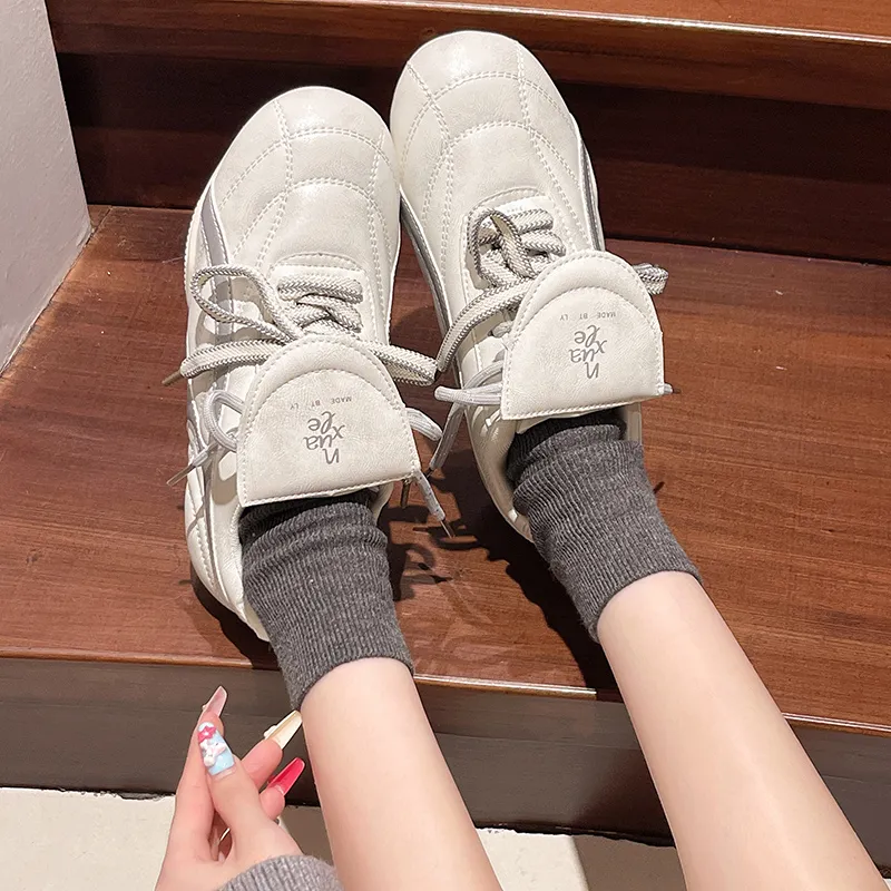 CHERRY&KALIKA Slip Resistant, Abrasion Resistant, Breathable, Lightweight Low Top Casual Shoes Women's White Silver-4