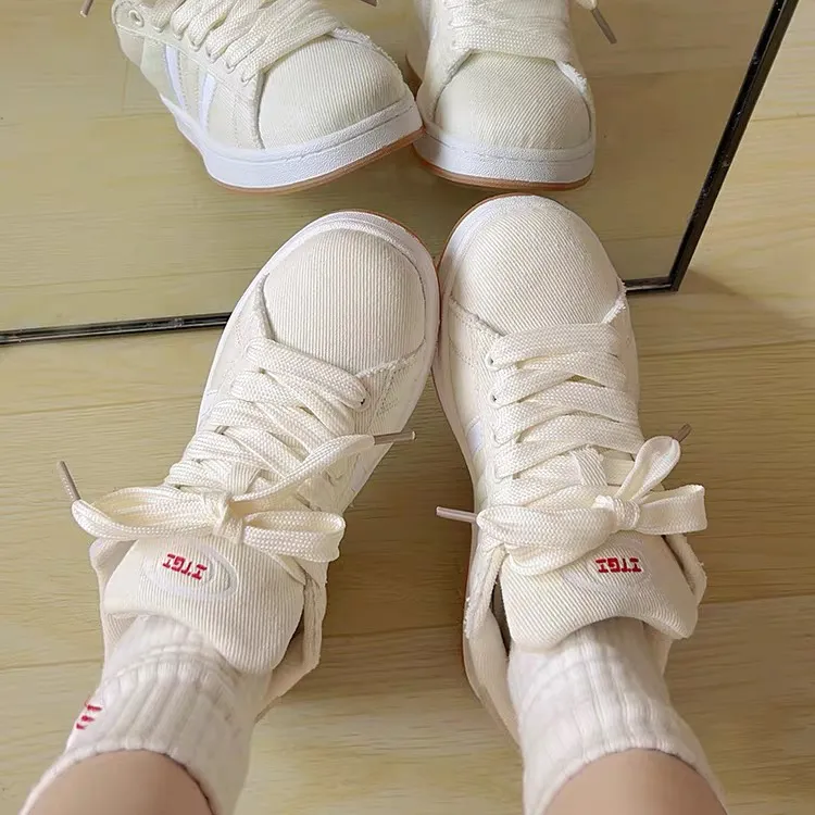 CHERRY&KALIKA Wear resistant, Lightweight, Breathable, And Non slip. Low Top Skateboard Shoes Unisex Beige-3