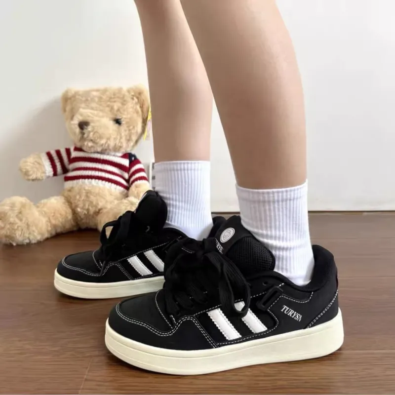 CHERRY&KALIKA Slip Resistant, Abrasion Resistant, Lightweight, Height Increasing Low Top Skateboard Shoes Women's Black-2