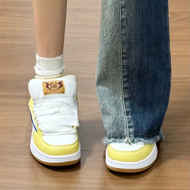 CHERRY&KALIKA Slip Resistant, Abrasion Resistant, Lightweight, Breathable Low Top Skateboard Shoes Women's Light Yellow-4
