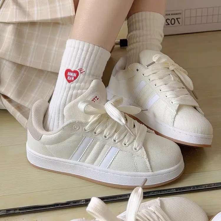 CHERRY&KALIKA Wear resistant, Lightweight, Breathable, And Non slip. Low Top Skateboard Shoes Unisex Beige-2