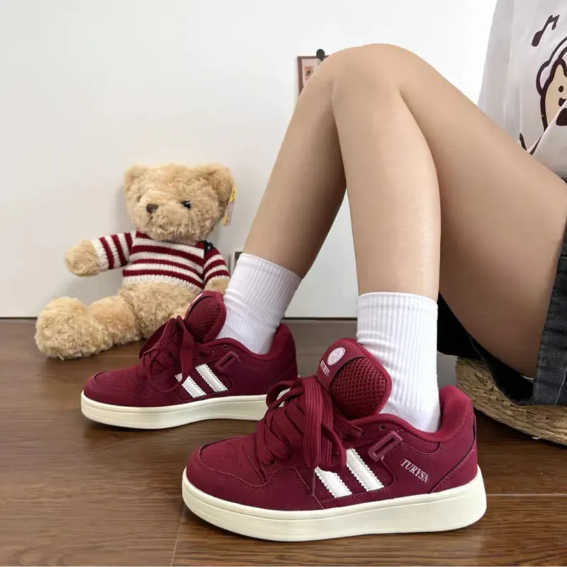 CHERRY&KALIKA Skateboard Shoes Unisex Low Top Burgundy-6