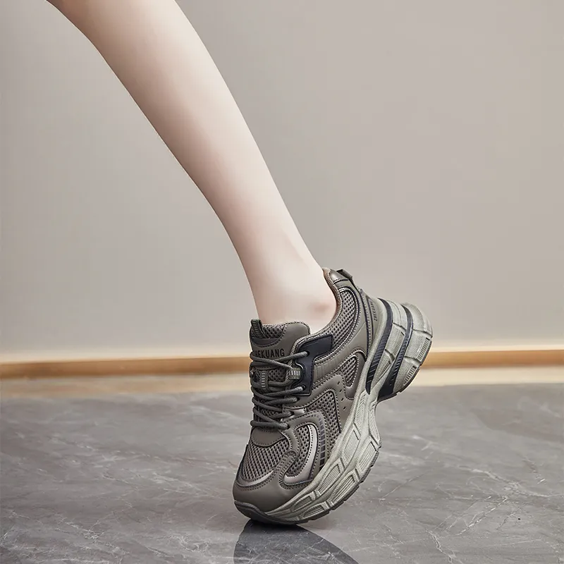 CHERRY&KALIKA Cushioning Impact-Resistant Wear-Resistant Breathable Slip-Resistant Low-Top Chunky Sneakers Women's-14