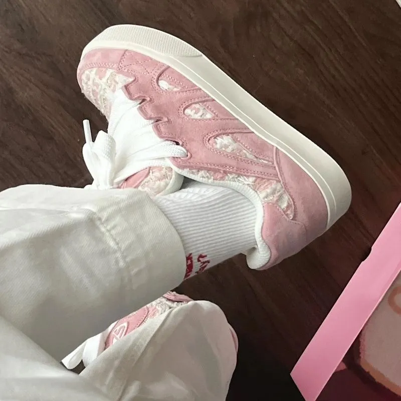 CHERRY&KALIKA Anti-Slip Wear-Resistant Lightweight Breathable Low-Top Skateboard Shoes Women's Cherry Blossom Pink-1