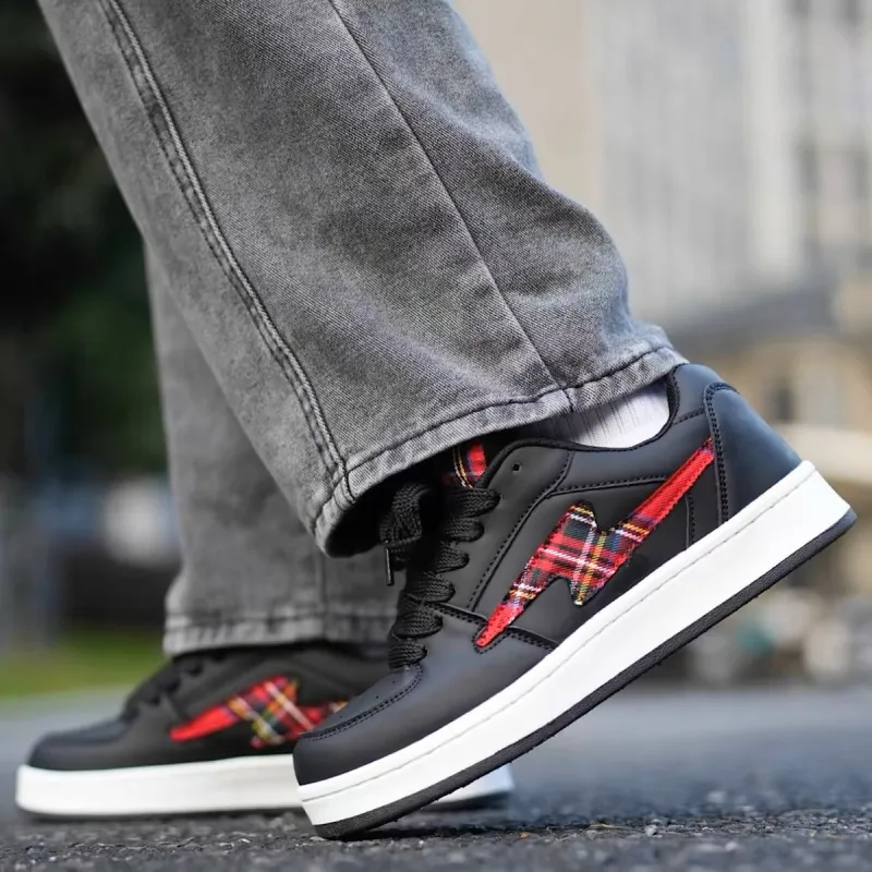 CHERRY&KALIKA Anti Slip Wear Resistant Lightweight Breathable Low Top Skateboard Shoes Unisex White Black Red-2