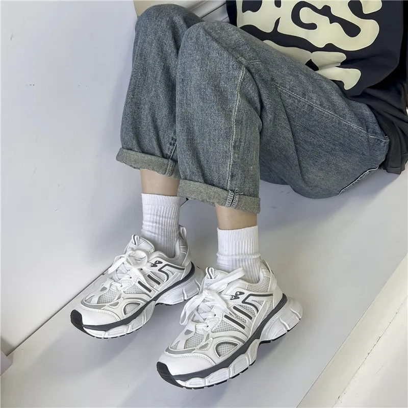 CHERRY&KALIKA Shock Absorbing, Non Slip, Wear Resistant, Breathable And Lightweight Low Top Chunky Sneakers Women's-9