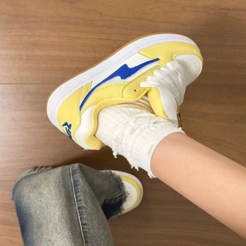 CHERRY&KALIKA Slip Resistant, Abrasion Resistant, Lightweight, Breathable Low Top Skateboard Shoes Women's Light Yellow-3