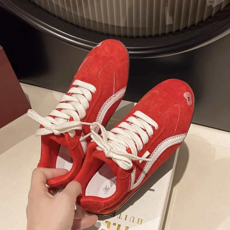 CHERRY&KALIKA Slip Resistant, Abrasion Resistant, Breathable, Lightweight Low Top Casual Shoes Women's Red Apple-1