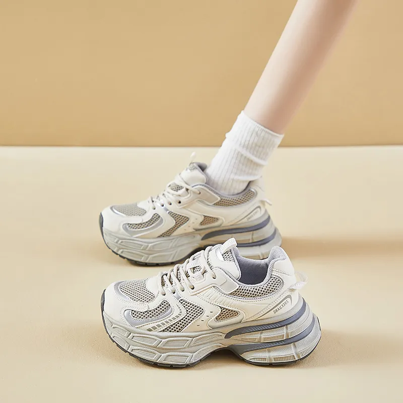CHERRY&KALIKA Cushioning Impact-Resistant Wear-Resistant Breathable Slip-Resistant Low-Top Chunky Sneakers Women's-6